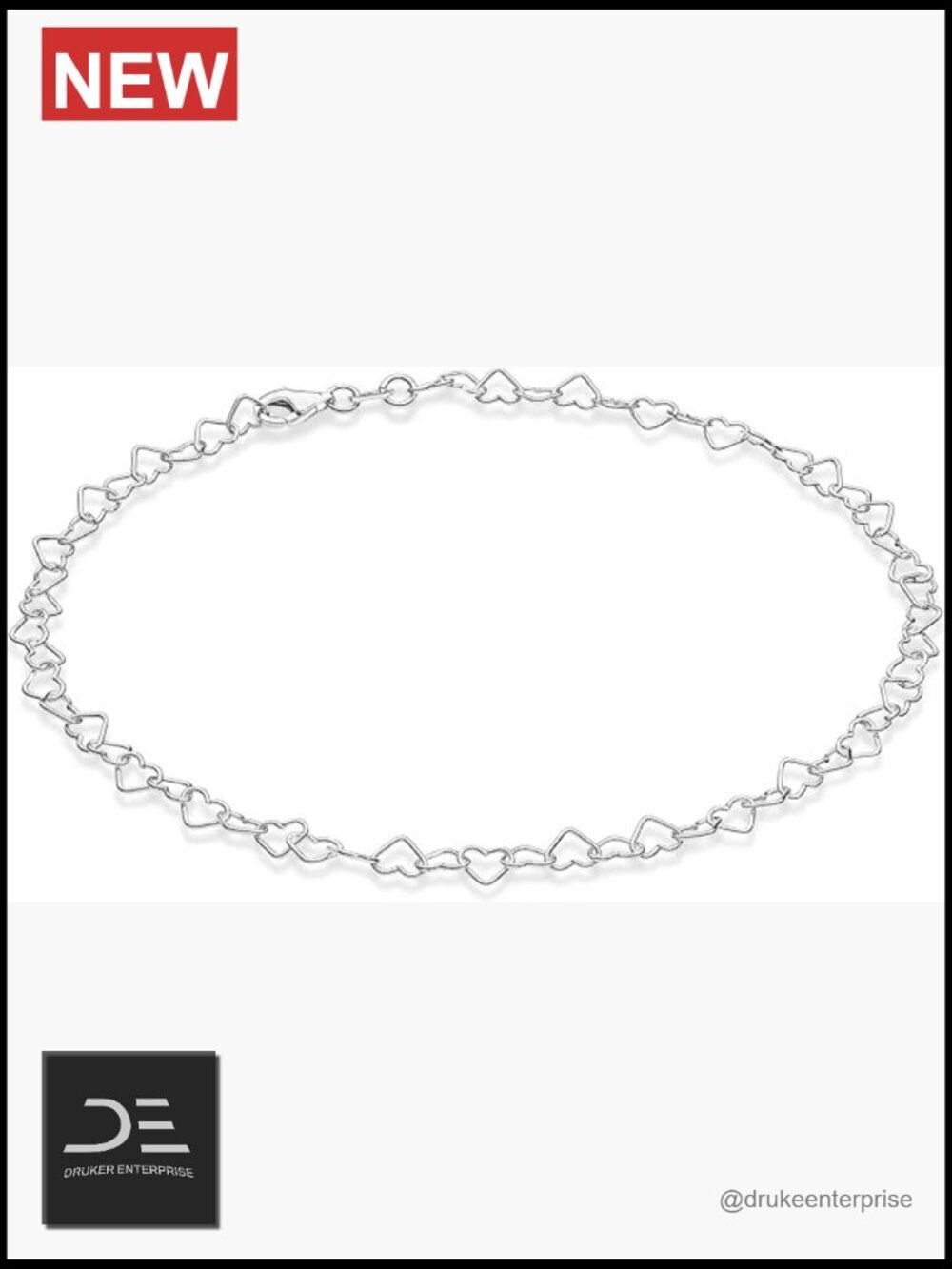 925 Sterling Silver Italian Rolo Heart Link Chain Anklet Ankle Bracelet